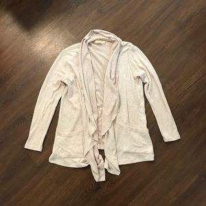 La Cera Long Sleeve Waterfall Cardigan Beige